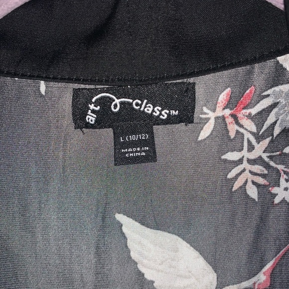 Art Class black floral bird light weight cardigan shrug size large - Picture 3 of 6